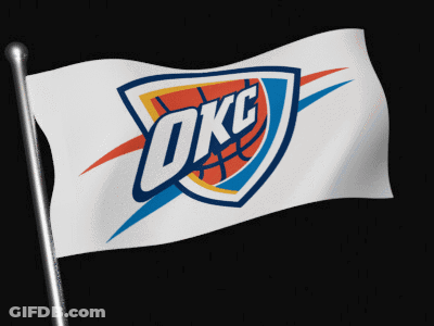 An Okc Flag Is Flying In The Wind GIF