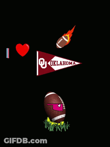 An Oklahoma Flag With A Football And A Heart GIF