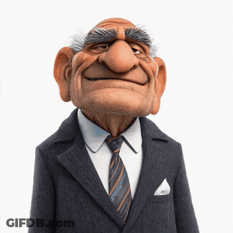 An Old Man In A Suit And Tie Is Smiling GIF