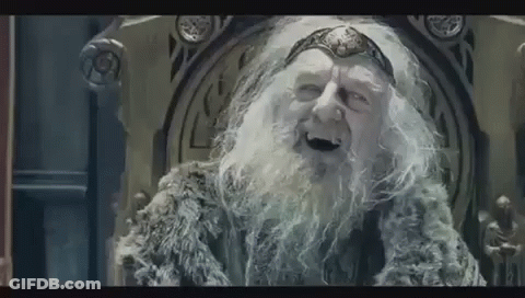 An Old Man With A Beard Is Sitting On A Throne With His Mouth Open . GIF