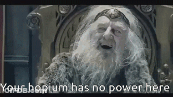 An Old Man With A Beard Is Sitting On A Throne With The Words Your Hobium Has No Power Here . GIF