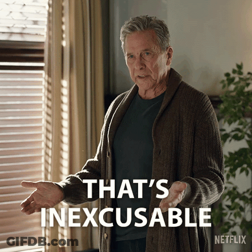 An Older Man In A Brown Cardigan Says That 'S Inexcusable GIF