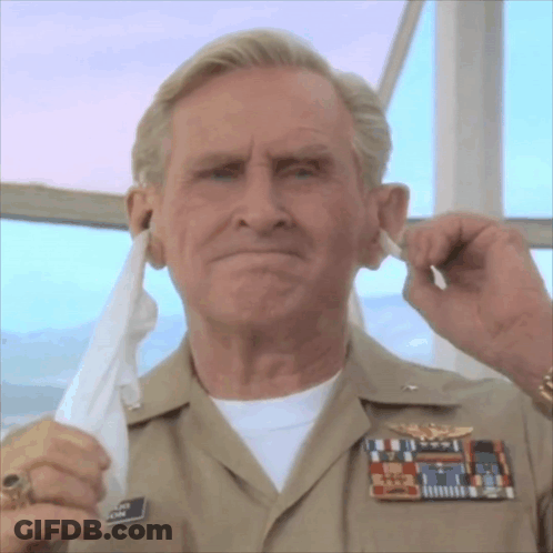 An Older Man In A Military Uniform Has A Name Tag That Says James GIF