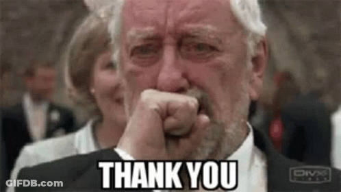 An Older Man Is Crying And Saying Thank You . GIF