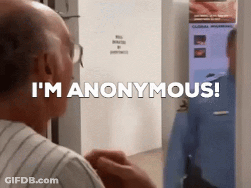 An Older Man Is Looking At His Reflection In A Mirror And Says I 'M Anonymous . GIF