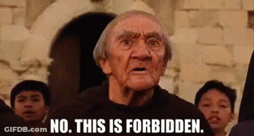 An Older Man Is Standing In Front Of A Group Of Children And Says `` No , This Is Forbidden . '' GIF