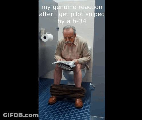 An Older Man Sits On A Toilet Reading A Newspaper With His Pants Down GIF