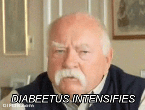 An Older Man With A Mustache Is Sitting In A Living Room And Says `` Diabetes Intensifies '' . GIF