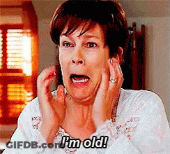 An Older Woman Is Making A Funny Face And Says I 'M Old . GIF