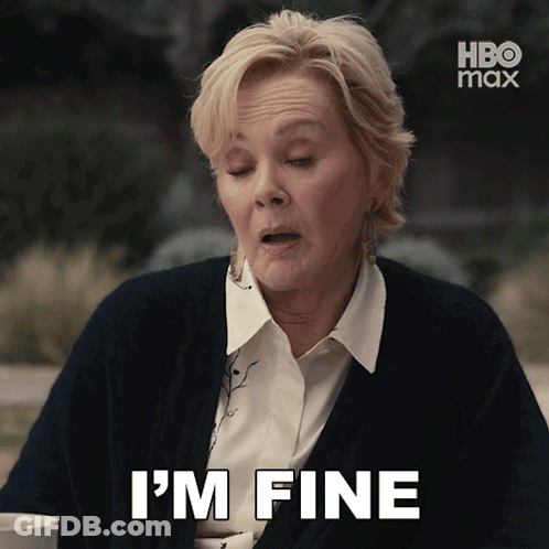 An Older Woman Says I 'M Fine In A Hbo Max Ad GIF
