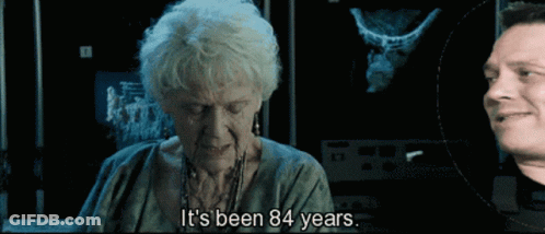 An Older Woman Says It 'S Been 84 Years Next To A Smiling Man GIF