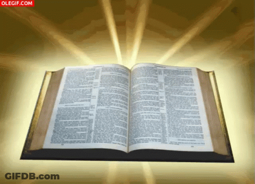 An Open Bible With The Words Olegif.com On The Bottom Left GIF