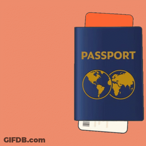 An Open Passport With A Boarding Pass For First Class GIF