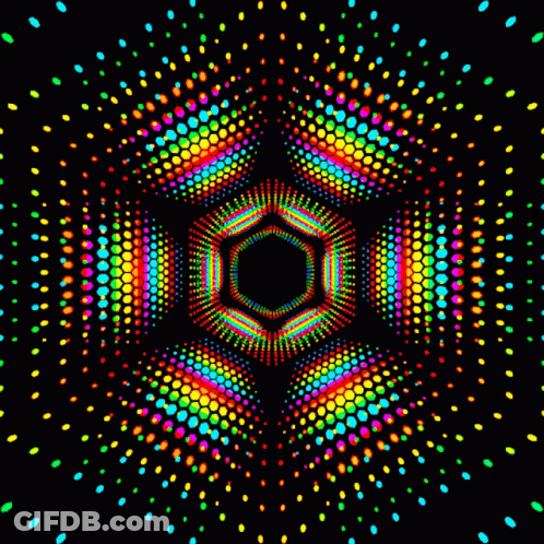 An Optical Illusion Of A Rainbow Colored Circle On A Black Background GIF