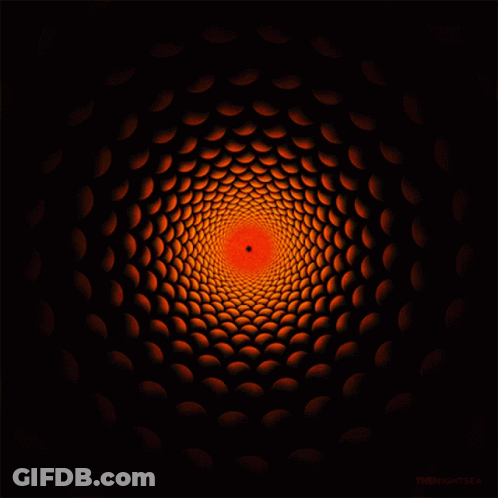 An Optical Illusion That Looks Like A Spiral With Circles And A Black Center GIF