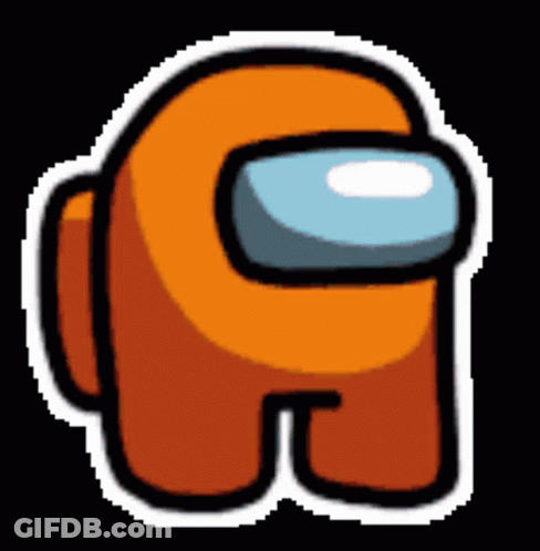 An Orange Among Us Character With A White Border On A Black Background . GIF