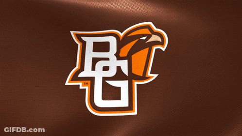 An Orange And White Logo With The Letter B And G On A Brown Background GIF