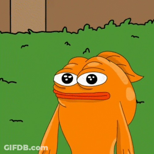 An Orange Cartoon Character With Big Eyes And A Red Mouth GIF