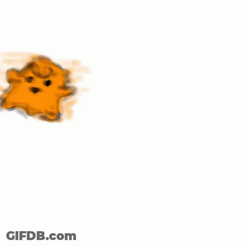 An Orange Ghost With A Swirl On Its Head And The Word Positive Below It GIF