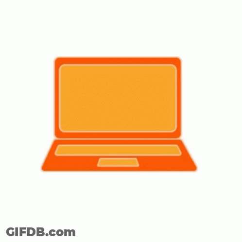 An Orange Laptop Computer Icon With A White Background . GIF