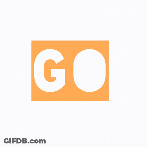 An Orange Square With The Word Go In White GIF