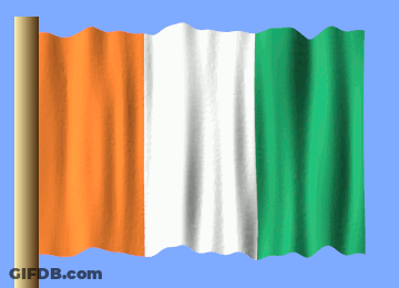 An Orange White And Green Flag With A Blue Sky In The Background GIF