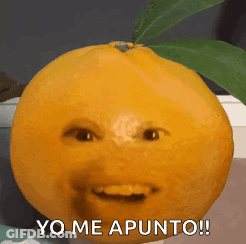 An Orange With A Face And The Words Yo Me Apunto Written Below It GIF