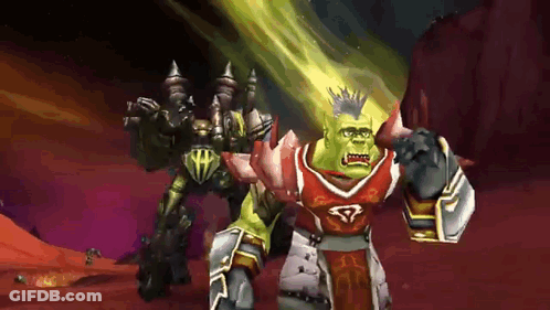 An Orc In A Red And White Shirt With The Letter G On It GIF