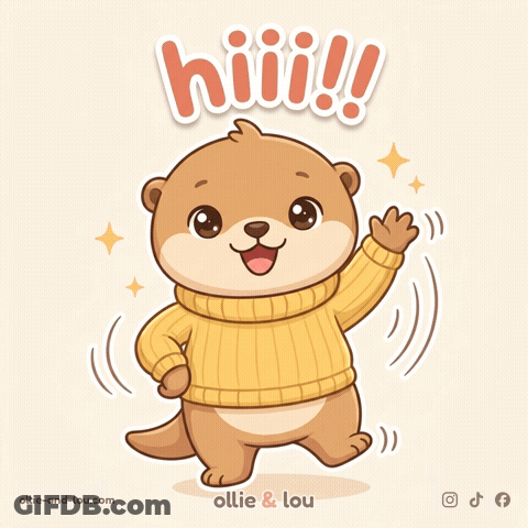 An Otter Wearing A Yellow Sweater Says Hiii !! GIF