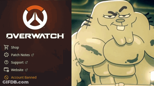 An Overwatch Advertisement With A Picture Of A Cartoon Character GIF
