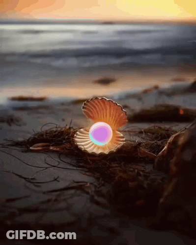 An Oyster Shell With A Pearl Inside Of It GIF