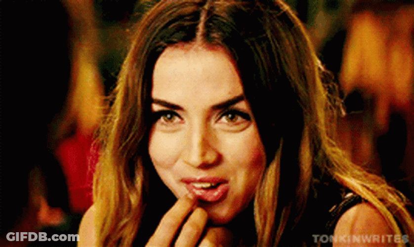 Ana De Armas Flirt Stare Giggles GIF
