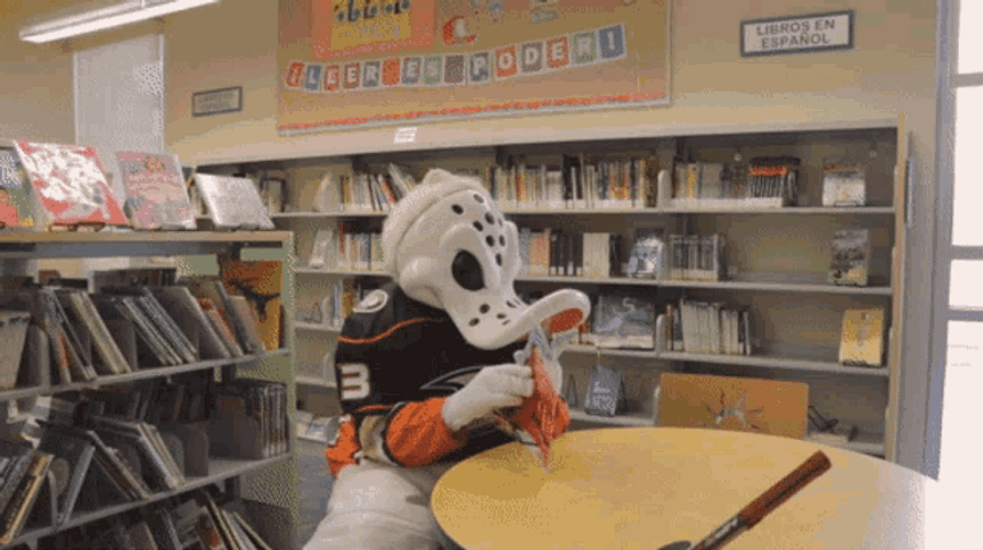 Anaheim Ducks In The Library GIF