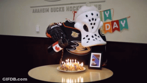 Anaheim Ducks Mascot Celebrates Birthday GIF