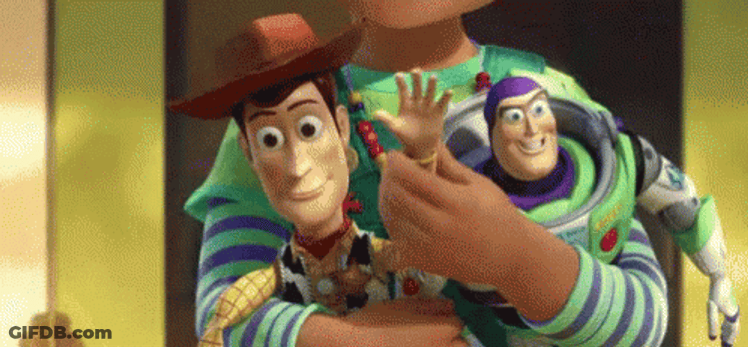 Andy Buzz Woddy Waving GIF