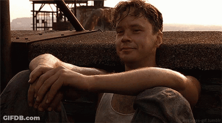 Andy Dufresne Escape Smile Shawshank Redemption GIF