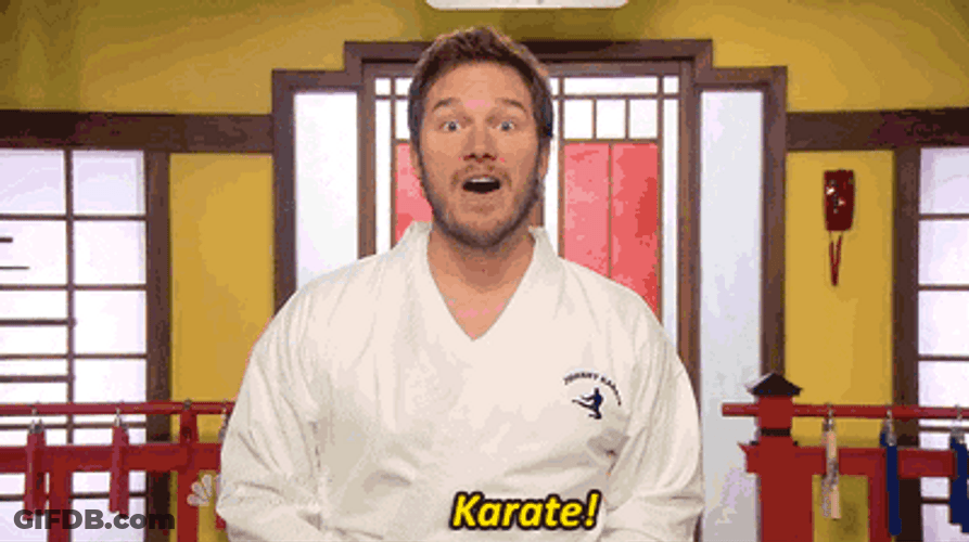 Andy Dwyer Doing A Karate Kick GIF