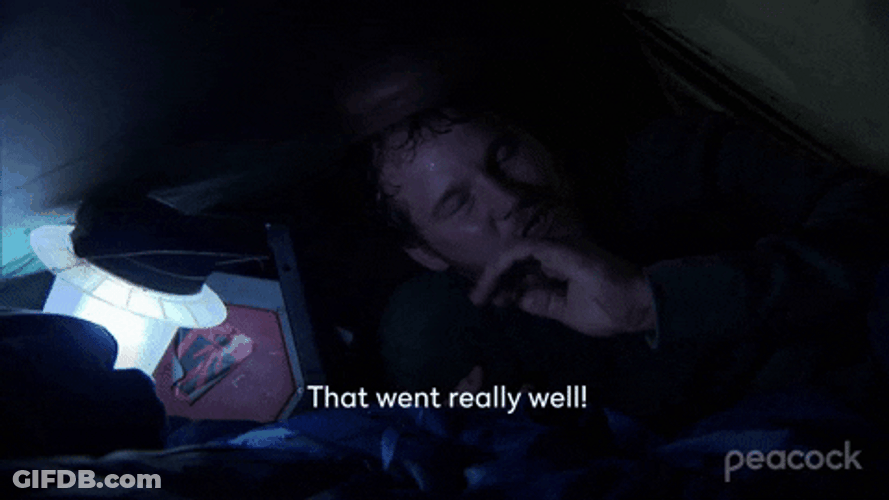 Andy Dwyer Inside A Camping Tent GIF