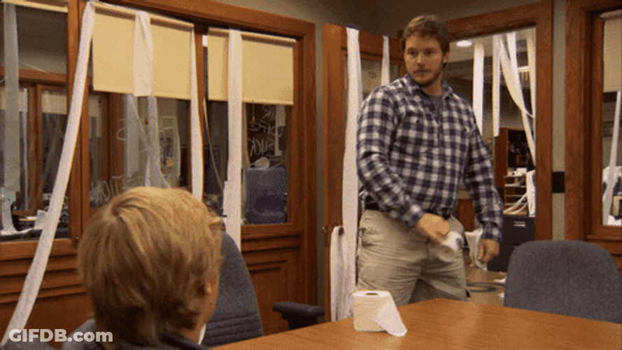 Andy Dwyer Throwing An Object With Force GIF