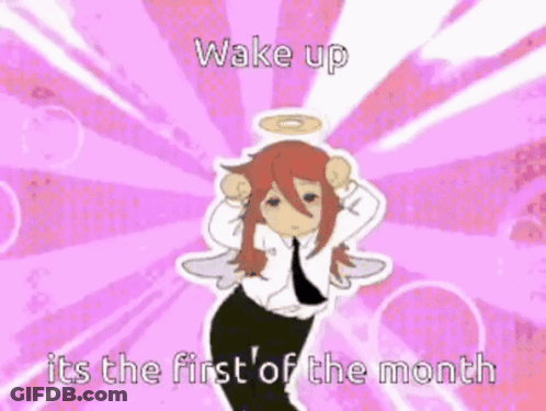 Angel Cartoon Saying Wake Up Its The First Of The Month GIF