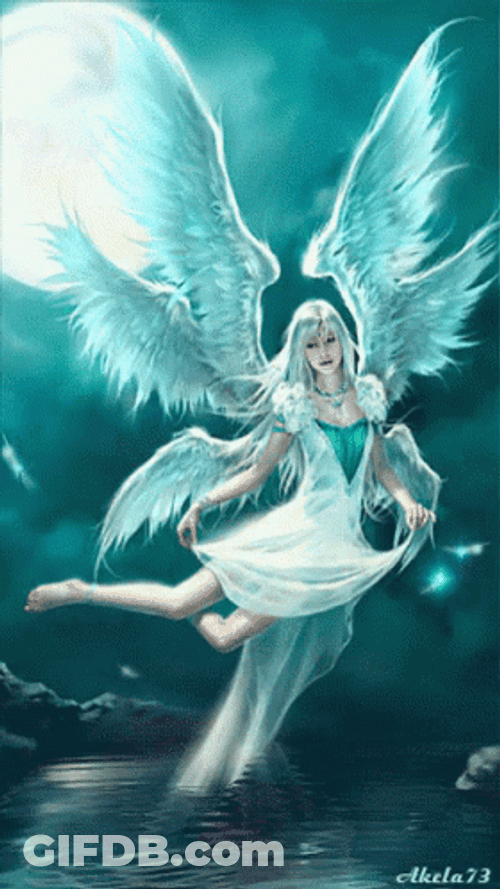 Angel Flying Under The Moonlight GIF
