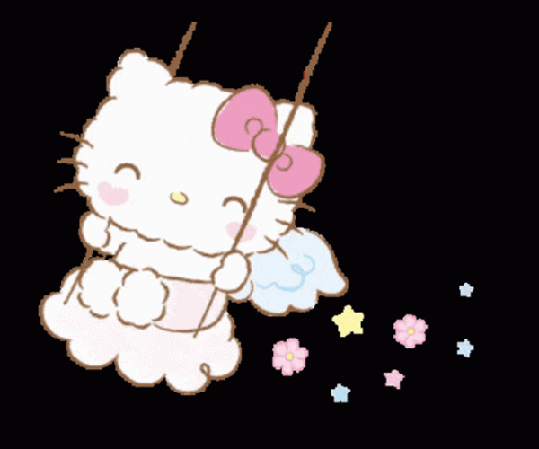 Angel Hello Kitty Swinging GIF