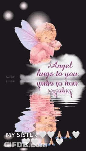 Angel Holding Baby Saying Angel Hugs To You GIF