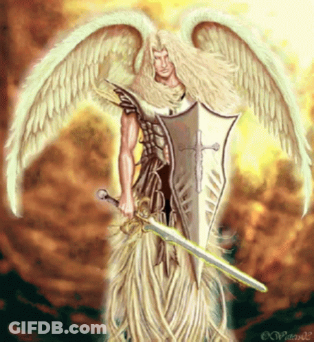 Angel Holding Sword And Shield By K Waters 02 GIF