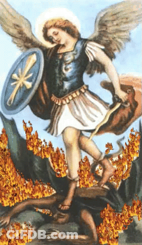 Angel Holding Sword And Shield With Cross GIF