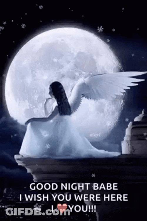 Angel In Full Moon Good Night Babe GIF