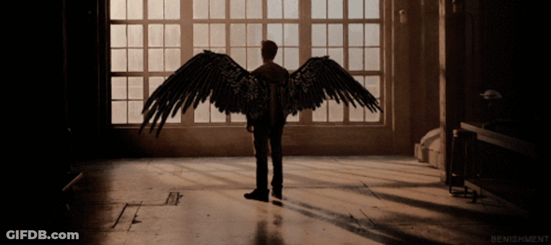Angel Man Spreading Wings GIF