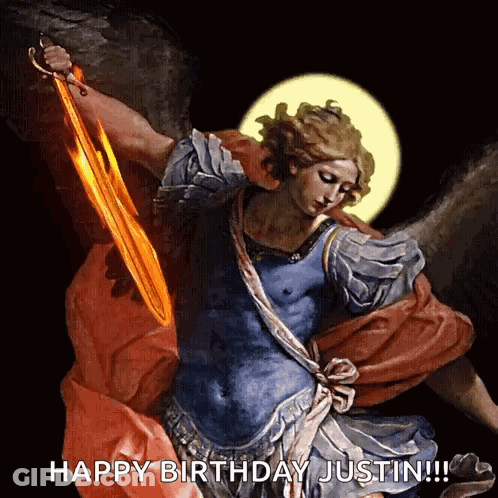 Angel Painting Happy Birthday Justin GIF
