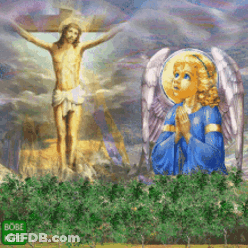 Angel Praying To Jesus He Has Risen GIF
