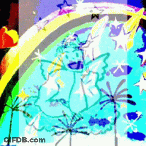 Angel With Rainbow And Stars GIF